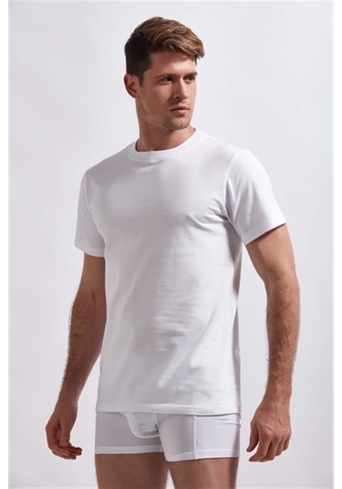 Josejuan 3'lü Erkek Atlet Sıfır Yaka Yarım Kollu Suprem %100 Pamuk 3304-3'lü Beyaz