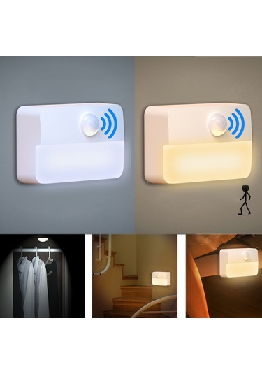 Shineyee 6'lı Otomatik Hareketli Duvar Lambası - Akıllı Işık Ve Hareket Algılama - Mutfak, Dolap, Yatak Odası, Merdiven Uygun - 3 Aaa Pil İle Çalışır Piller Dahil Değil - Beyaz Işık T046 Beyaz Işık