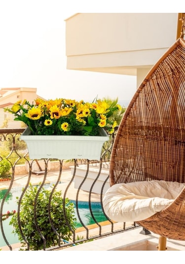 Yapay Çiçek Sarı Ay Çiçeği Papatya Küpeşte Askılı Saksıda Balkon Çiçeği Çiçek Sepeti