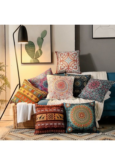 Yeni Sade Tarzda Baskılı Yastık Kılıfı No.95 Ekru