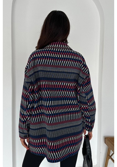 Uzun Gömlek Şeritli Siyah