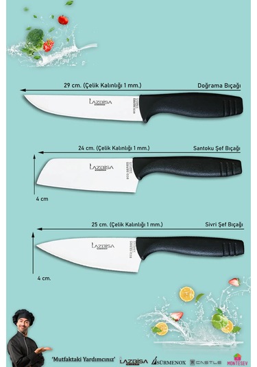 Eco Serisi Mutfak Bıçak Seti Et Ekmek Sebze Salata Pizza Bıçağı Siyah