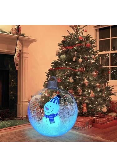 Suofeng Noel Karakterli Hava Dolu Dekoratif Top - Bahçe Çim Alani Bayram Dekoru