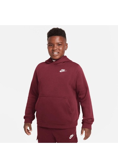 Nike DA5114 - 638 Sportswear Hoodie Club Çocuk Bordo Sweatshirt