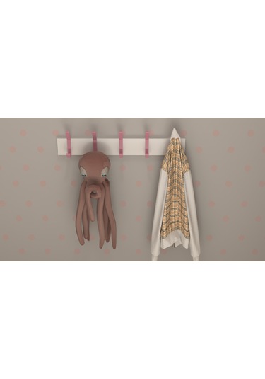 Hepsi3boyutlu Modern Duvar Kapı Askılık - 5 Adet Pembe Askılık Pembe