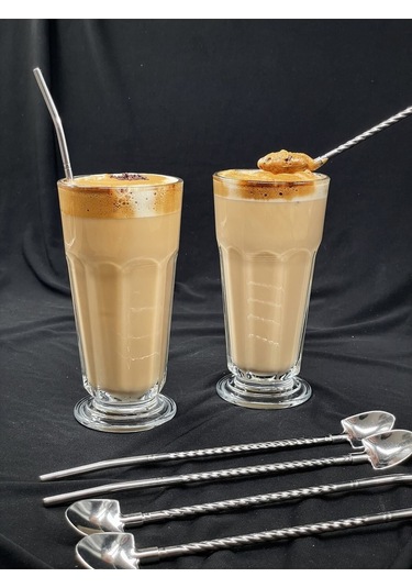 6 Lı Metal Kaşıklı Pipet Paslanmaz Çelik Pipet Temizleme Fırçası Hediyeli Sadece Pipet