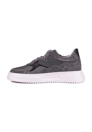 Shoetyle - Gri Süet Bağcıklı Erkek Sneaker 115-602-1334 Gri
