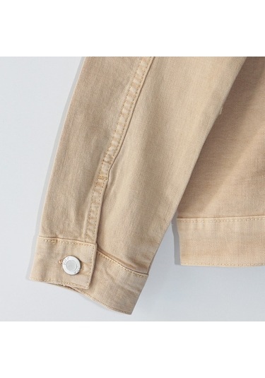 Erkek Çocuk Cep Detaylı Denim Kot Jean Ceket Erkek Çocuk Kot Mont 5-15 Yaş Bej 2101 Bej