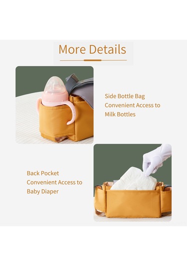 Jeehugo Bebek Arabası Su Geçirmez Askılı Çanta - Nilon Materyal, İç Bölmeli Organize Edici, Sütün/su Bardağı Taşıyıcı, Toz Ve Kir Dayanıklı Gri Gri