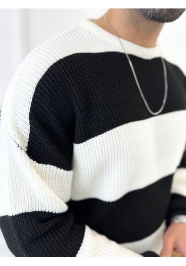 Kazak Oversize Tüylenmez Naturel Pamuk Örme Triko Kazak Siyah