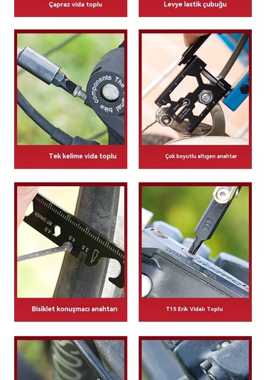 Yeni Yükseltme 38 Bir Arada Çıkarılabilir Çok Fonksiyonlu Bisiklet Aracı Kombinasyonu