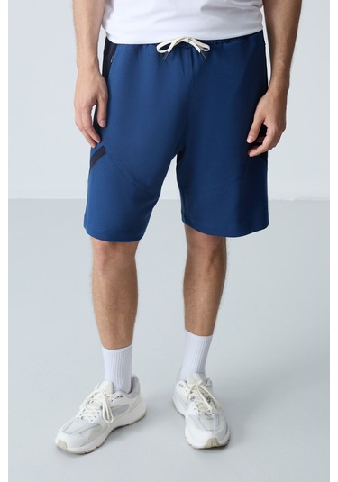 Tommy Life Parlament Pamuklu Kalın Yumuşak Dokulu Standart Fit Basic Erkek Şort - 81281 Mavi