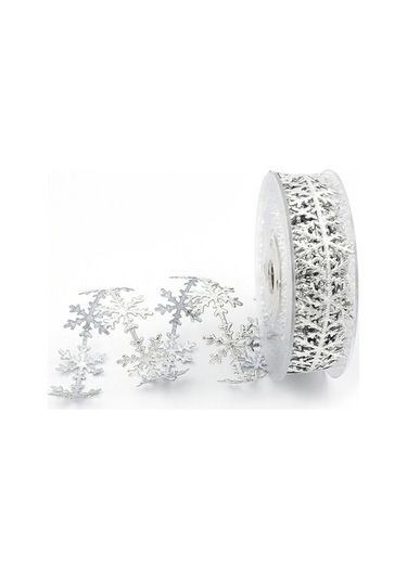 Elastik Kar Taneli İmitasyon Deri Şerit - 10 Metre Gümüş Renkli Çok Amaçlı Dekorasyon Bandı