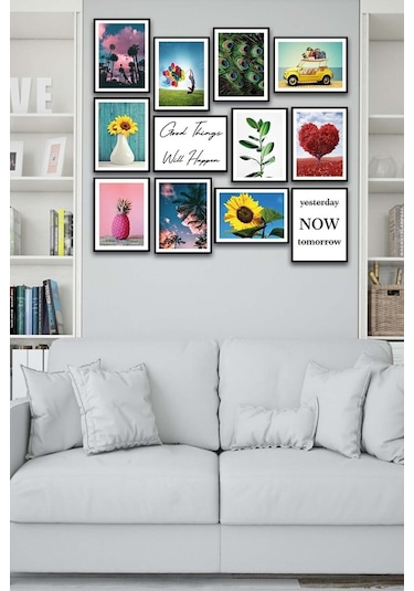 No77decor 12 Parça Modern Tarzda Sanatsal Mdf Tablo Seti