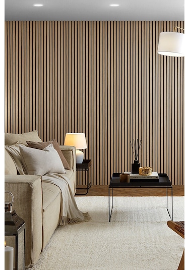 Mdf Akustik Duvar Ve Tavan Kaplama Paneli 60 x 275 CM - Safir Meşe