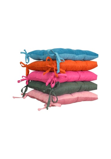 Kadife Dokulu Sandalye Minderi Çift Taraflı Petrol Turkuaz 2400