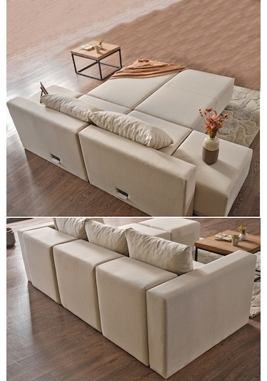 Kagu Corner Poly-l Köşe Takimi-Kanepe-Yatak-Dinlenme Krem