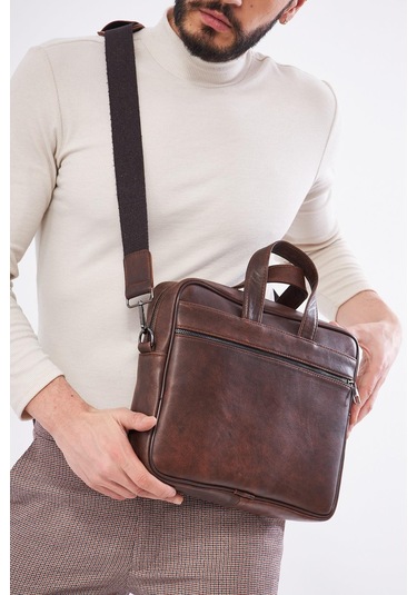 Derinss Dub3075 Hakiki Deri Kahverengi Macebook Ve Notebook Çantası 001