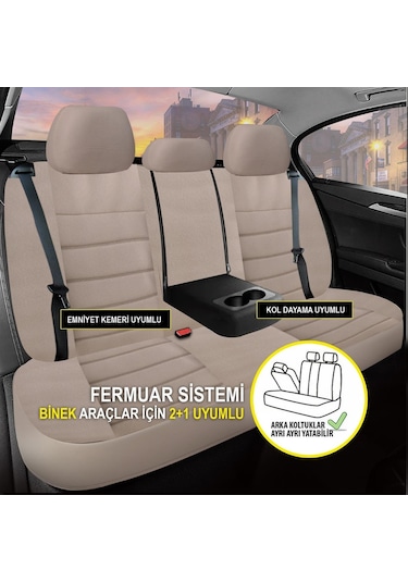 Oniks Bej Toyota Corolla Uyumlu Oto Koltuk Kılıfı