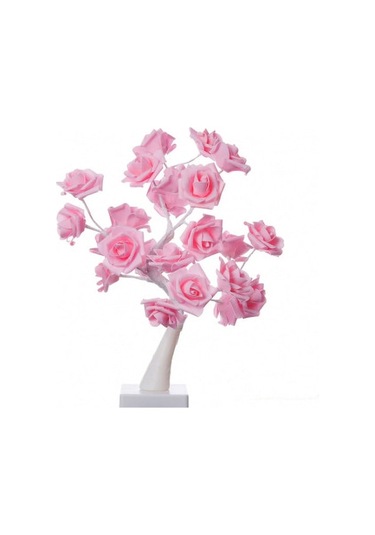 24 Led Pembe Gül Ağaç Lambası - Ev Dekorasyonu Için Romantik Isık, Oda Ve Salonun Yumuşak Aydınlatıcısı Pembe Pembe