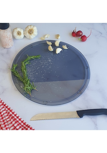 Kanallı Cam Kesme Tablası | Füme Cam  | Çap32cm