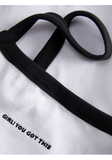 Streç Kalip Nakis Islemeli Kare Yaka Bluz - Fifi - 12276337 Bright White