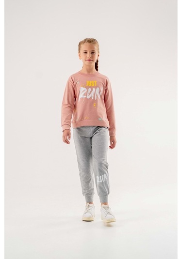 Run Baskılı 2 Ip Mevsimlik Kız-erkek Takım - Coppa -pudra-gri - 5 Yaş Çok Renkli
