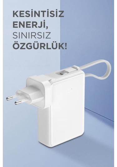 1017 10000 Mah Type-c Taşınabilir 22,5 W Hızlı Şarj Dijital Göstergeli Powerbank Beyaz