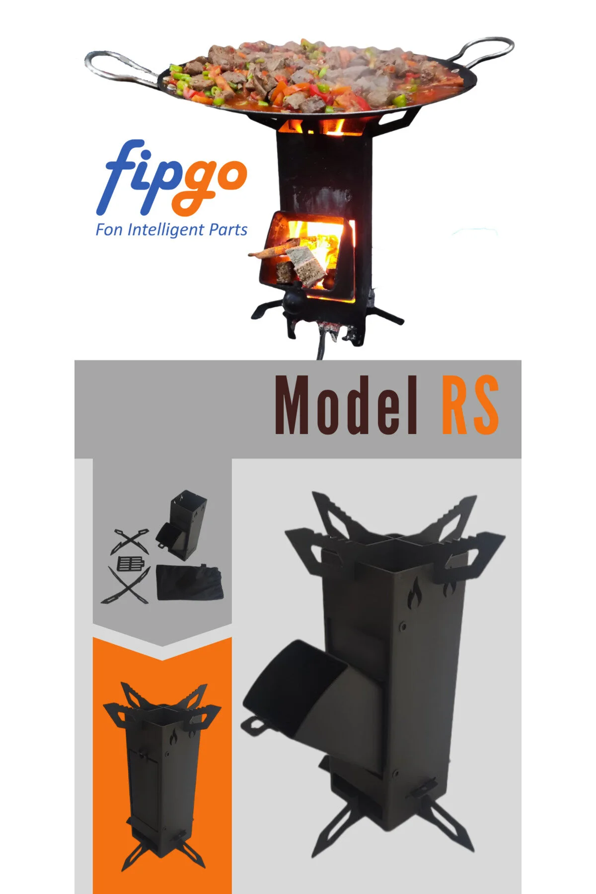 Model Rs Roket Soba , Kampçı Sobası, Odun Ateşinde Çay, Taşınabilir-portatif Soba