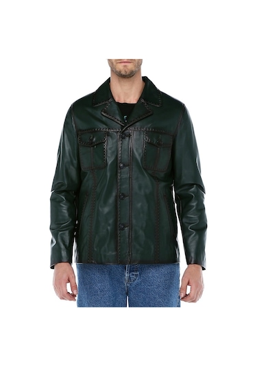 Dericlub E-1024 Hakiki Deri Erkek Ceket-Yeşil