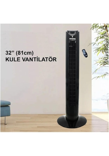 Airking NOA Sanayi Tipi Uzaktan Kumandalı Kule Vantilatör Siyah
