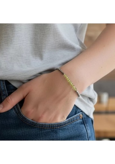 Zebercet Ve Hematit Minimal Bileklik Çok Renkli