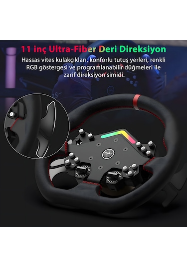 V12 Lite Oyun Direksiyon Seti - 6nm Tork Güçlü Feedback - Doğruda
