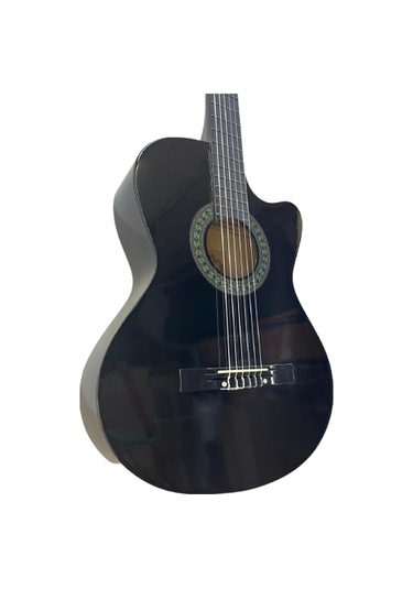 Longa Siyah 4/4 Tam Boy Klasik Gitar Kesik Kasa- Kılıf Pena Dahil