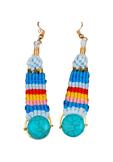 Waves And Pebbles Uzun Makrome D Küpe Renkli