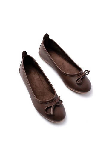 6101 Kahve Günlük Fiyonklu Kadın Babet Çok Renkli