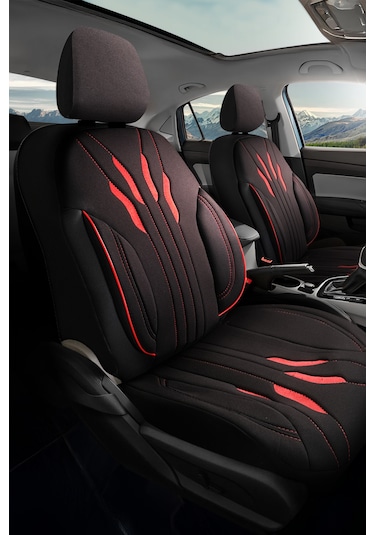 Siyah - Kırmızı Buttı Talos Serisi Premium Oto Koltuk Kılıfı Ortopedik Destekli, Ön Arka Tam Set, Aırbag Uyumlu