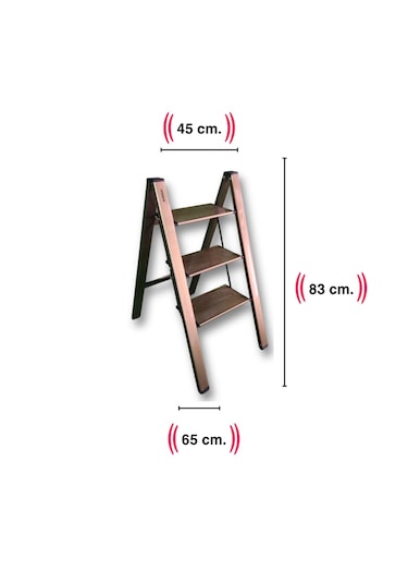 Endokon Katlanır Şık Merdiven Bronz 3 Basamaklı - Alüminyum - Ev - Ofis Merdiveni Katlanır