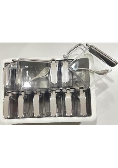 Zhlhome 12 Li Standlı Kaşıklı Baharatlık Seti Beyaz
