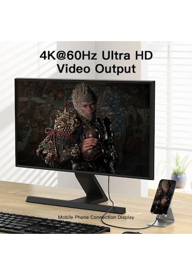 Type C To Usb 3.2 Gen2 Görüntü Aktarma Kablosu 4K Hızlı Şarj 1M