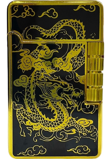 Silvio Monetti Sarı Siyah Ejderha Desenli Yandan Çarklı Gazlı Çakmak 109308