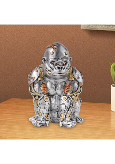 Suntek Mekanik Goril Heykeli Masa Üstü Süsleme I El 13,2cmx19cmx13,7cm