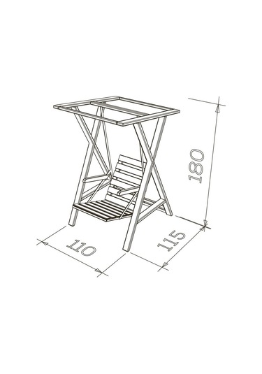 Meda Tekli Ladin Ahşap Salıncak Dış Mekan Bahçe, Teras Salıncağı -krem Krem