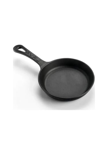 16 Cm Dökme Demir Mini Yuvarlak Saplı Tava 001 Siyah