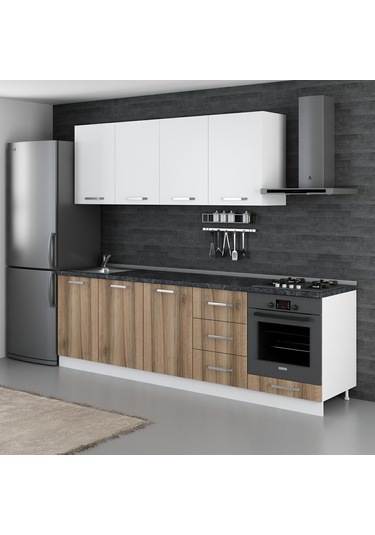 Minar 260 Cm Mutfak Dolabı Beyaz Dore 260-d6