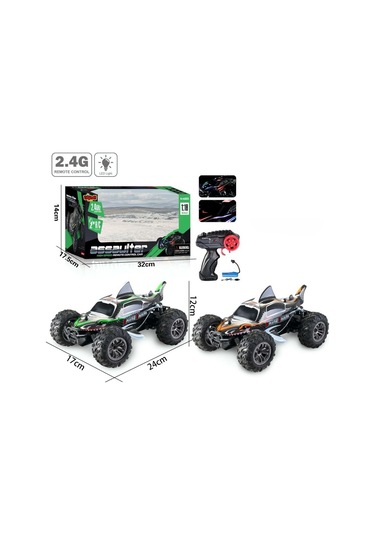 Assaulter 1:18 Yüksek Hızlı Işıklı Köpek Balığı Tasarımlı Uzaktan Kumandalı Rc Araba - Yeşil