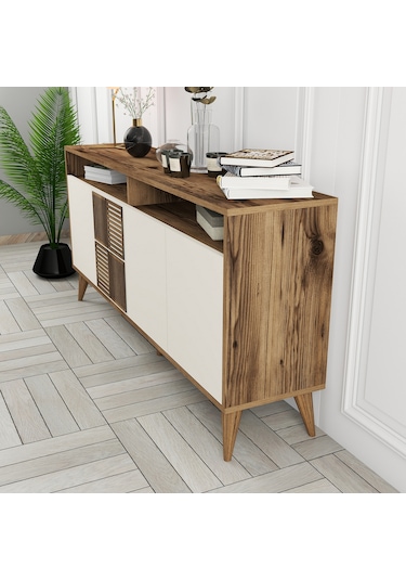Milan 160cm Konsol - Ceviz / Krem