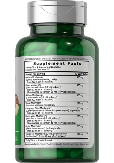 Horbaach Mushroom Complex Reishi, Chaga, Lions Mane 150 Caps Aromasız