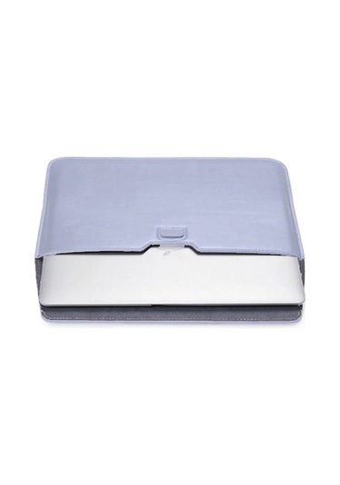 Macbook Pro 14 İnç M3 A2992 A2918 Uyumlu Deri Mıknatıslı Çanta Stantlı Şık Tasarım Lila