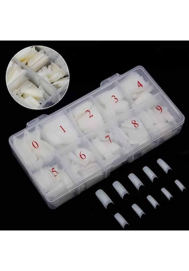 ADANİL 500'LÜ PROTEZ TIRNAK NUMARALI YARIM AY TİPS KEMİK RENK